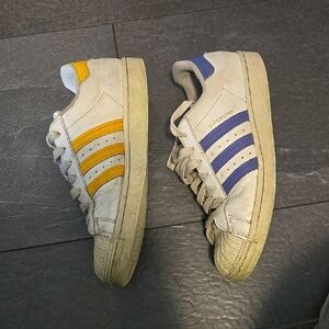 Adidas Superstar Sneakers - Yellow and Blue Stripes